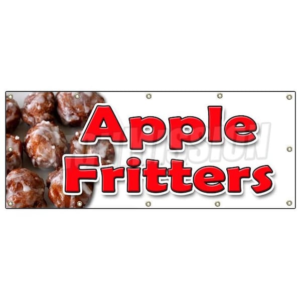 APPLE FRITTERS BANNER SIGN baker sweets pastries bakery cakes fruit